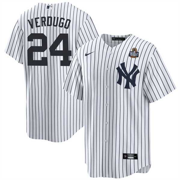 Mens New York Yankees #24 Alex Verdugo White 2024 World Series Cool Base Stitched Jersey Dzhi